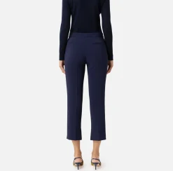 Elisabetta Franchi Trousers And Shorts|Crêpe trousers with slits Navy