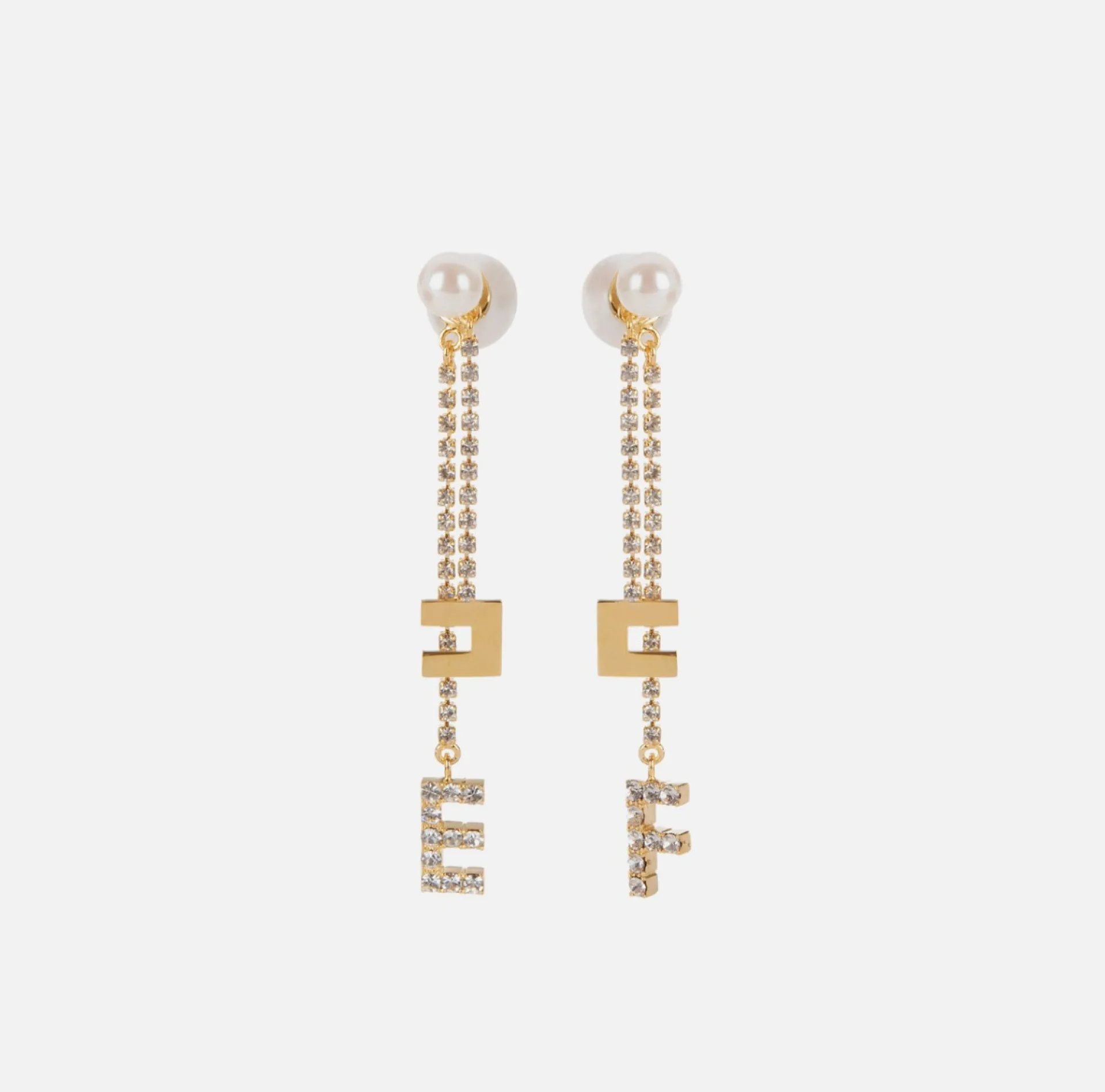 Elisabetta Franchi Jewelry|Crystal rhinestone chain earrings YellowGold