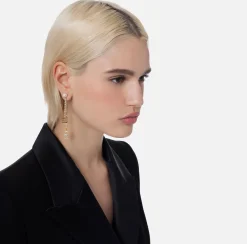 Elisabetta Franchi Jewelry|Crystal rhinestone chain earrings YellowGold