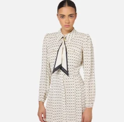 Elisabetta Franchi Dresses|Mini Dresses|Diamond print georgette mini-dress with foulard