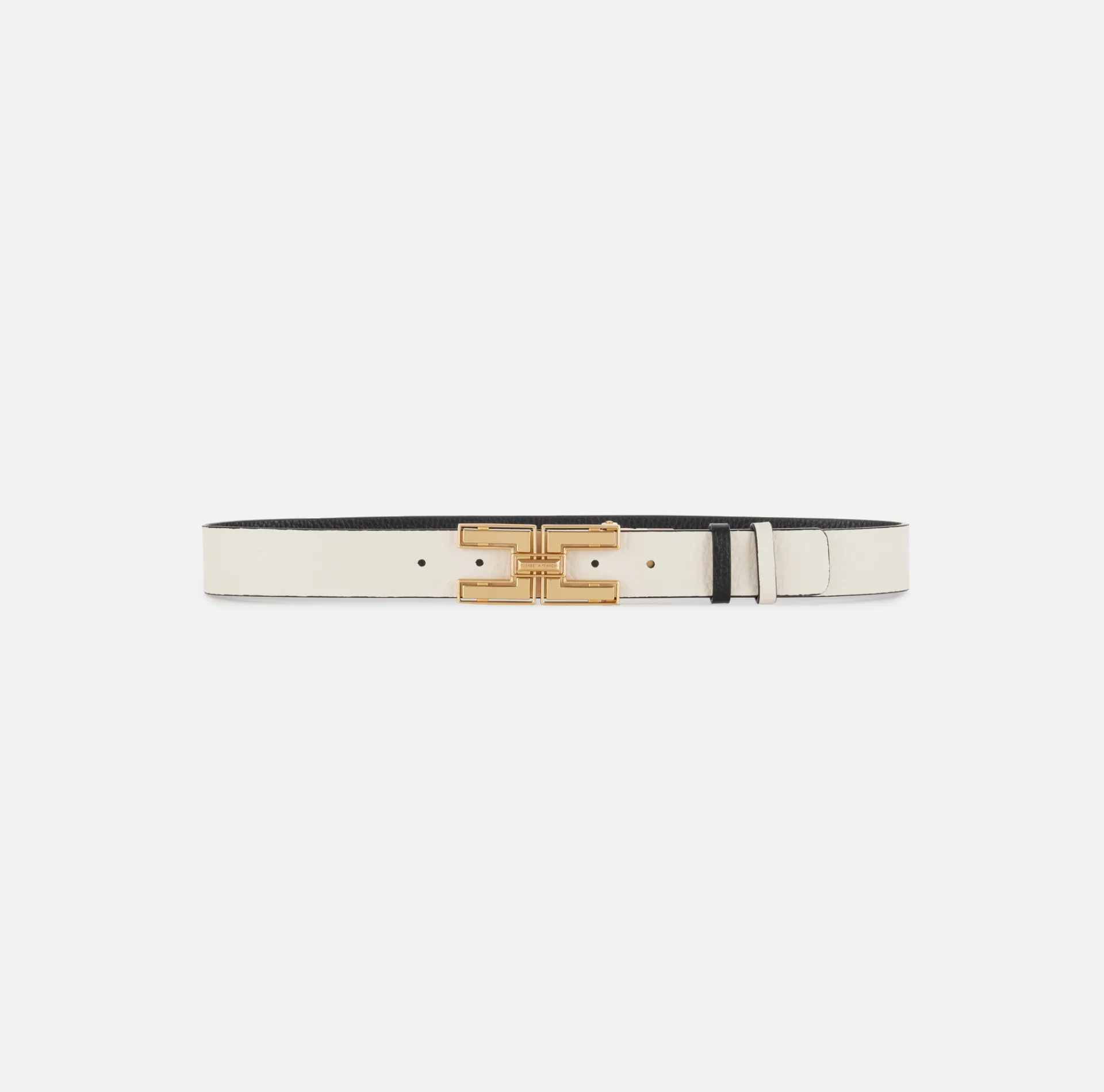 Elisabetta Franchi Belts|Double face leather belt with logo Black/Butter