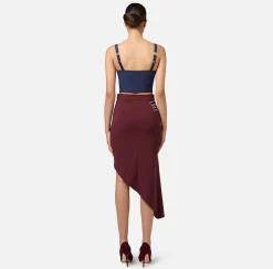 Elisabetta Franchi Top And T-Shirts|Double layer crêpe balconette top with zip pattern Navy