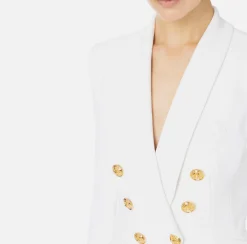 Elisabetta Franchi Tailleur|Double layer stretch crêpe suit with shawl jacket and palazzo trousers Ivory