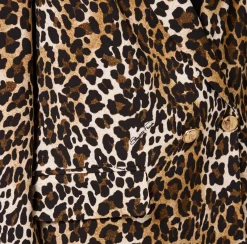 Elisabetta Franchi Jackets And Trench Coats|Tailleur|Double-breasted animalier crêpe jacket Animalprint