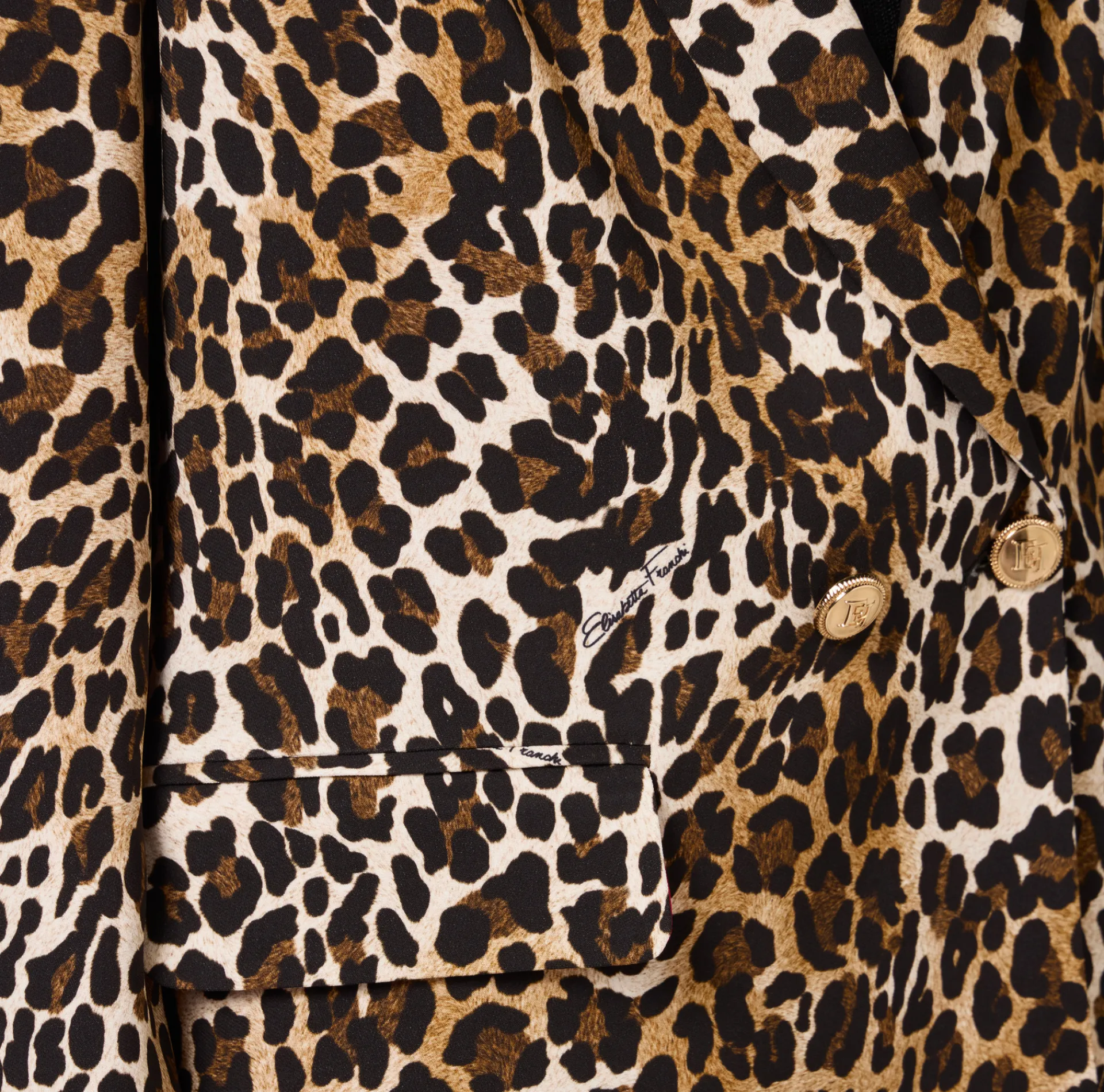 Elisabetta Franchi Jackets And Trench Coats|Tailleur|Double-breasted animalier crêpe jacket Animalprint
