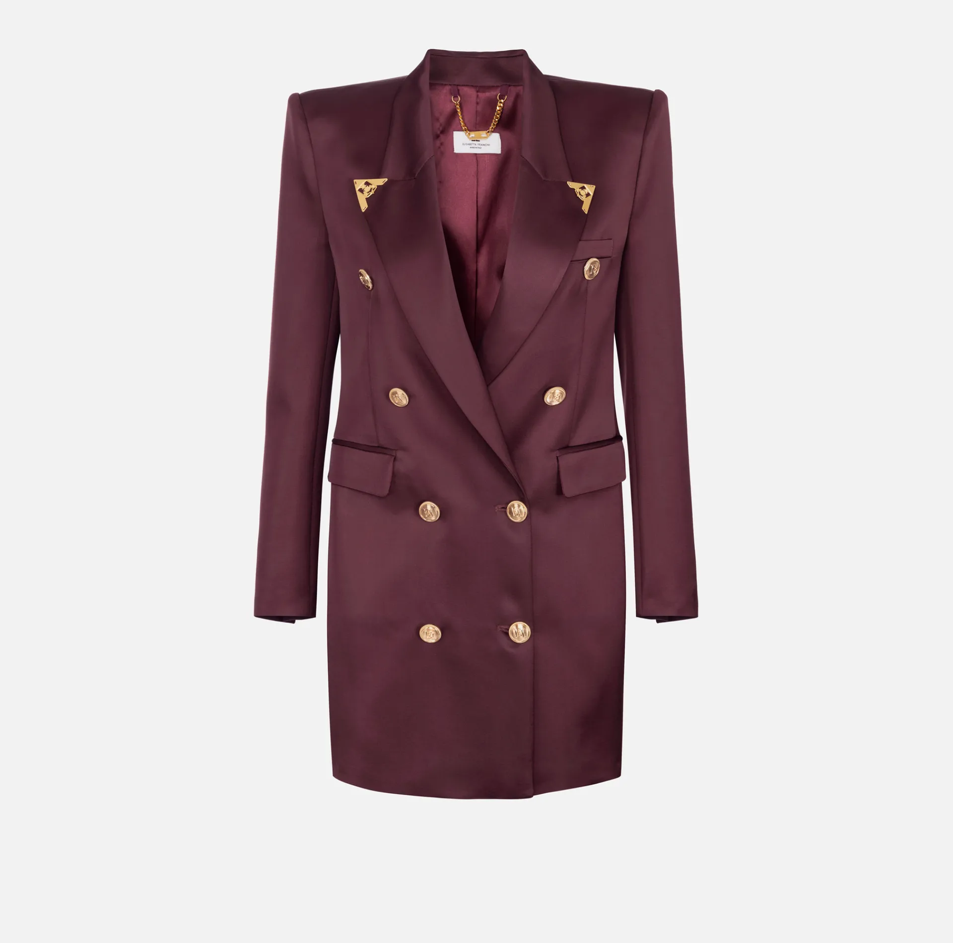 Elisabetta Franchi Coat Dresses|Mini Dresses|Double-breasted coat dress in cool wool with tips RougeNoir