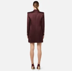 Elisabetta Franchi Coat Dresses|Mini Dresses|Double-breasted coat dress in cool wool with tips RougeNoir