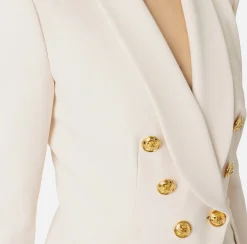 Elisabetta Franchi Jackets And Trench Coats|Tailleur|Double-breasted jacket in stretch crêpe with embroidery Butter