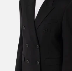 Elisabetta Franchi Tailleur|Jackets And Trench Coats|Double-breasted jacket in cool wool Black