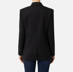 Elisabetta Franchi Tailleur|Jackets And Trench Coats|Double-breasted jacket in cool wool Black