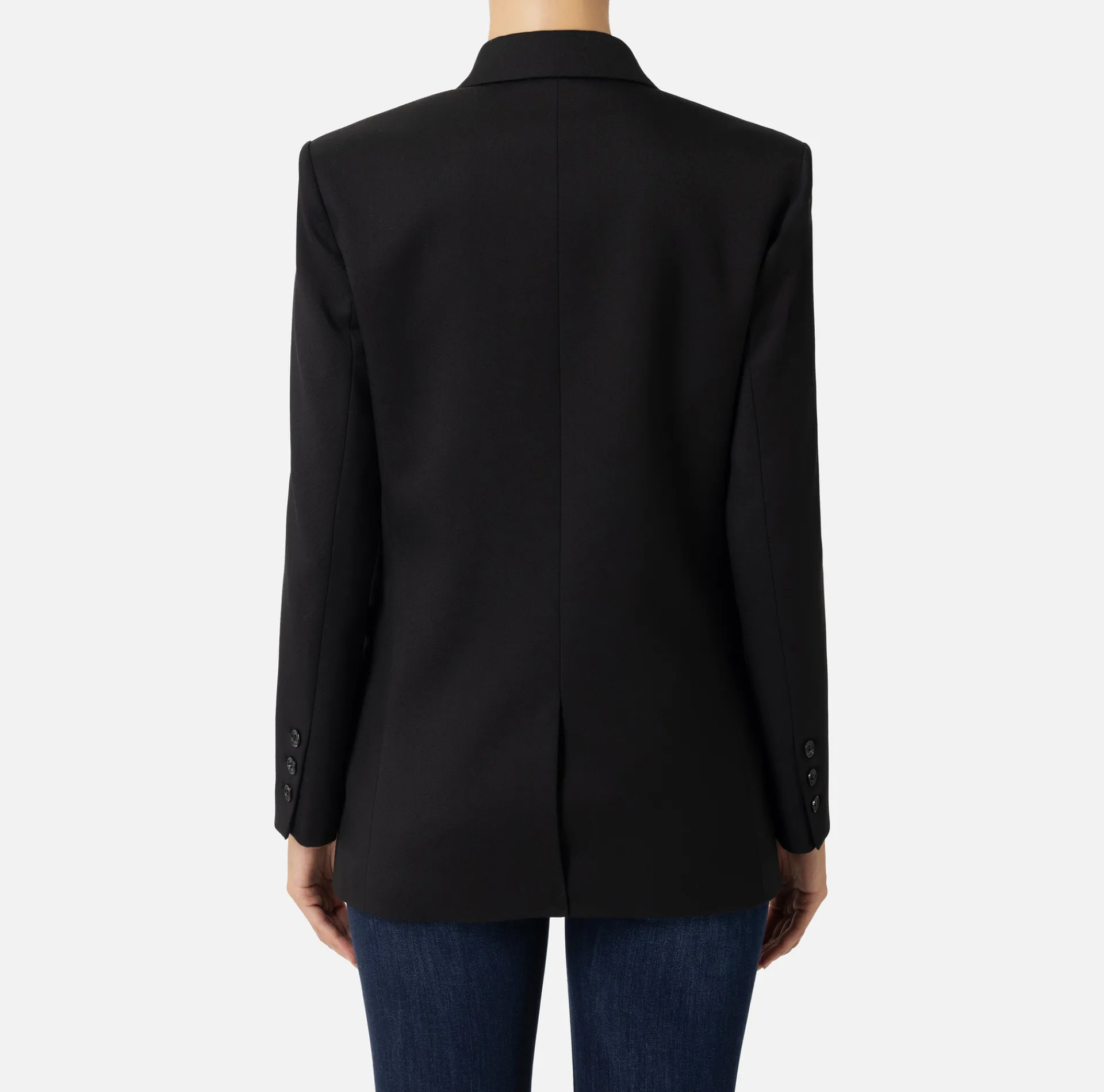 Elisabetta Franchi Tailleur|Jackets And Trench Coats|Double-breasted jacket in cool wool Black