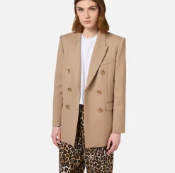 Elisabetta Franchi Jackets And Trench Coats|Tailleur|Double-breasted jacket in cool wool