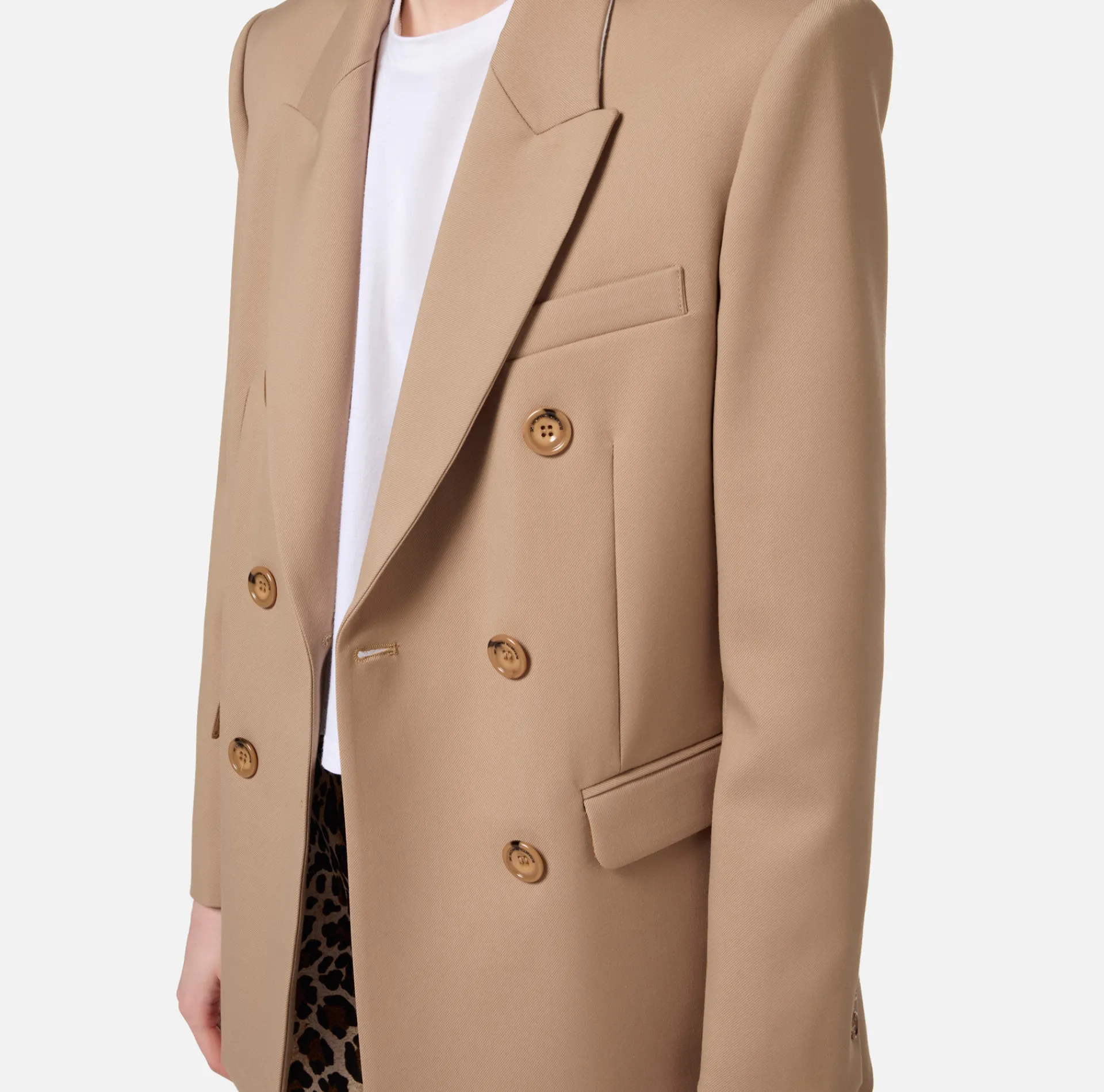 Elisabetta Franchi Jackets And Trench Coats|Tailleur|Double-breasted jacket in cool wool