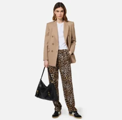 Elisabetta Franchi Tailleur|Jackets And Trench Coats|Double-breasted jacket in cool wool Camel