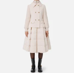 Elisabetta Franchi Coats And Jackets|Down jacket in nylon and cloth fabric with circle skirt Latex