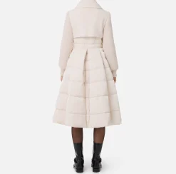 Elisabetta Franchi Coats And Jackets|Down jacket in nylon and cloth fabric with circle skirt Latex
