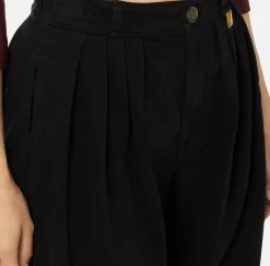 Elisabetta Franchi Jeans|Dyed cotton wide leg jeans with darts Black