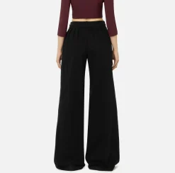 Elisabetta Franchi Jeans|Dyed cotton wide leg jeans with darts Black