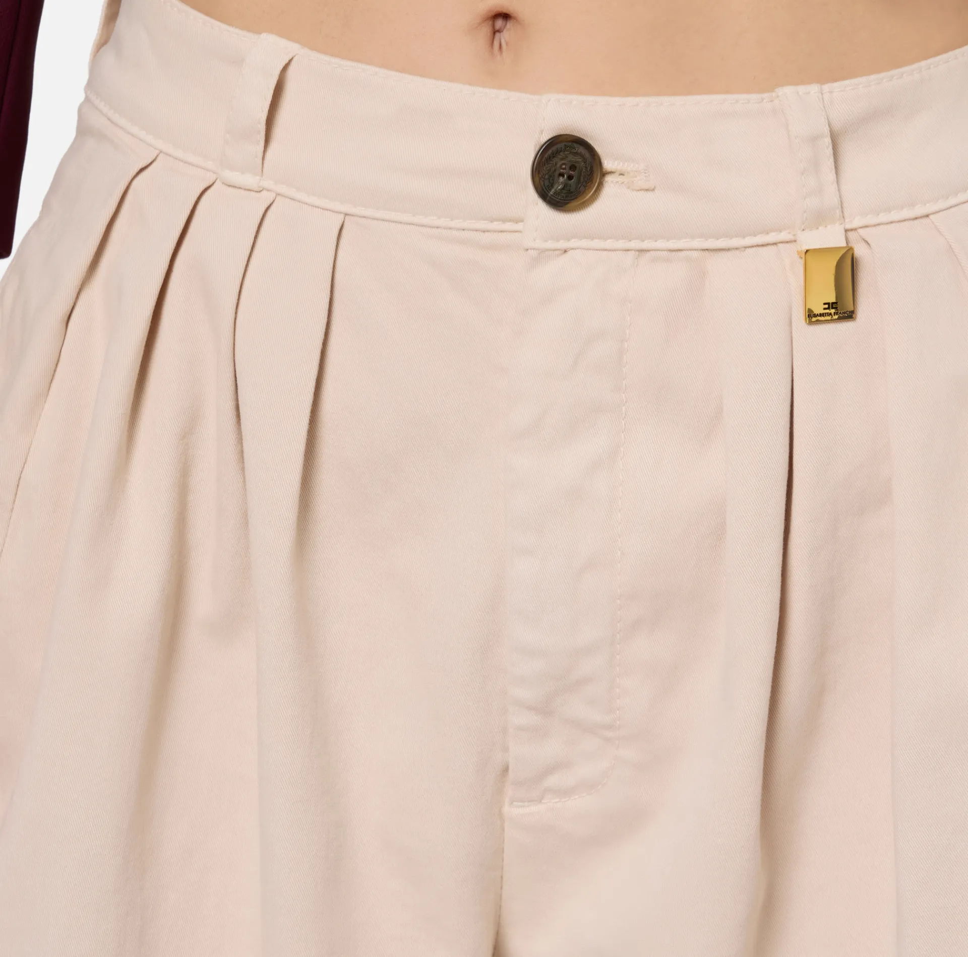 Elisabetta Franchi Jeans|Dyed cotton wide leg jeans with darts Latex