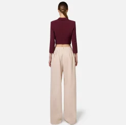 Elisabetta Franchi Jeans|Dyed cotton wide leg jeans with darts Latex