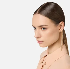 Elisabetta Franchi Jewelry|Earcuffs with rhinestone pendants YellowGold