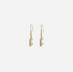 Elisabetta Franchi Jewelry|Earrings with crystal rhinestones YellowGold