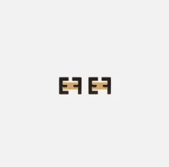 Elisabetta Franchi Jewelry|EF logo earrings YellowGold