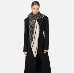 Elisabetta Franchi Scarves|Monogram Scarf Black/Butter