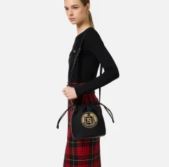 Elisabetta Franchi Strap Bags|Fabric bucket bag Black