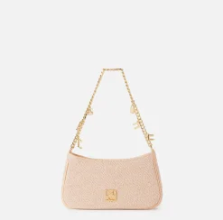 Elisabetta Franchi Shoulder Bags|Fabric hobo bag with shoulder strap with charms PeachRose