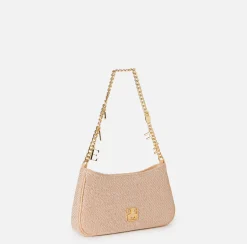 Elisabetta Franchi Shoulder Bags|Fabric hobo bag with shoulder strap with charms PeachRose