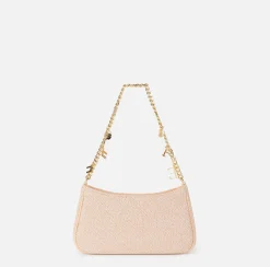 Elisabetta Franchi Shoulder Bags|Fabric hobo bag with shoulder strap with charms PeachRose