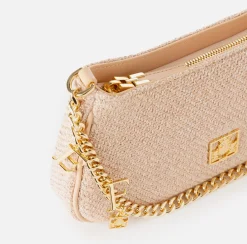 Elisabetta Franchi Shoulder Bags|Fabric hobo bag with shoulder strap with charms PeachRose