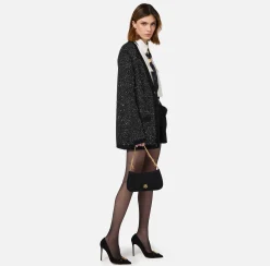 Elisabetta Franchi Shoulder Bags|Fabric hobo bag with shoulder strap with charms Black