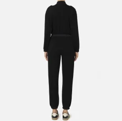 Elisabetta Franchi Jumpsuits|Fleece jumpsuit with pockets in technical nylon Black