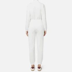 Elisabetta Franchi Jumpsuits|Fleece jumpsuit with pockets in technical nylon Ivory