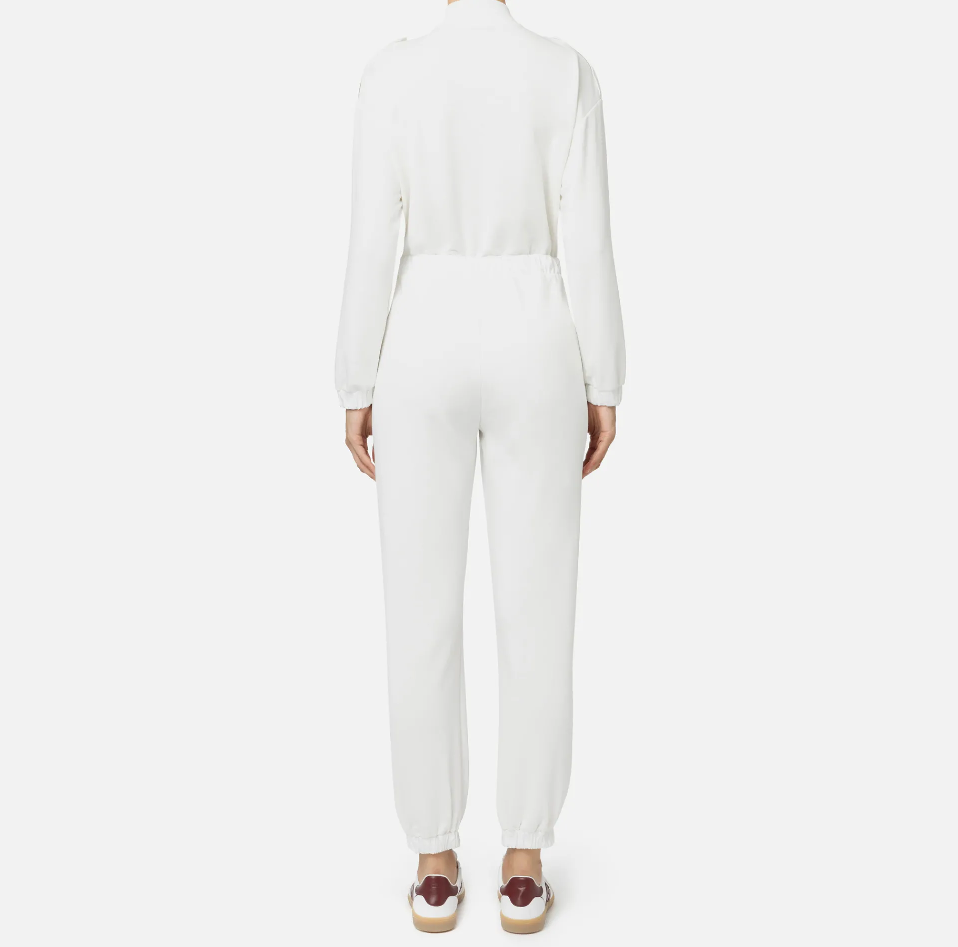 Elisabetta Franchi Jumpsuits|Fleece jumpsuit with pockets in technical nylon Ivory