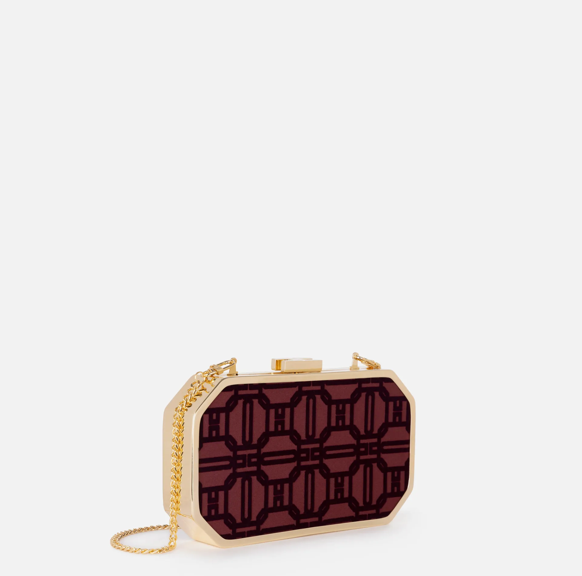 Elisabetta Franchi Clutch|Flock fabric clutch bag RougeNoir