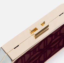Elisabetta Franchi Clutch|Flock fabric clutch bag RougeNoir