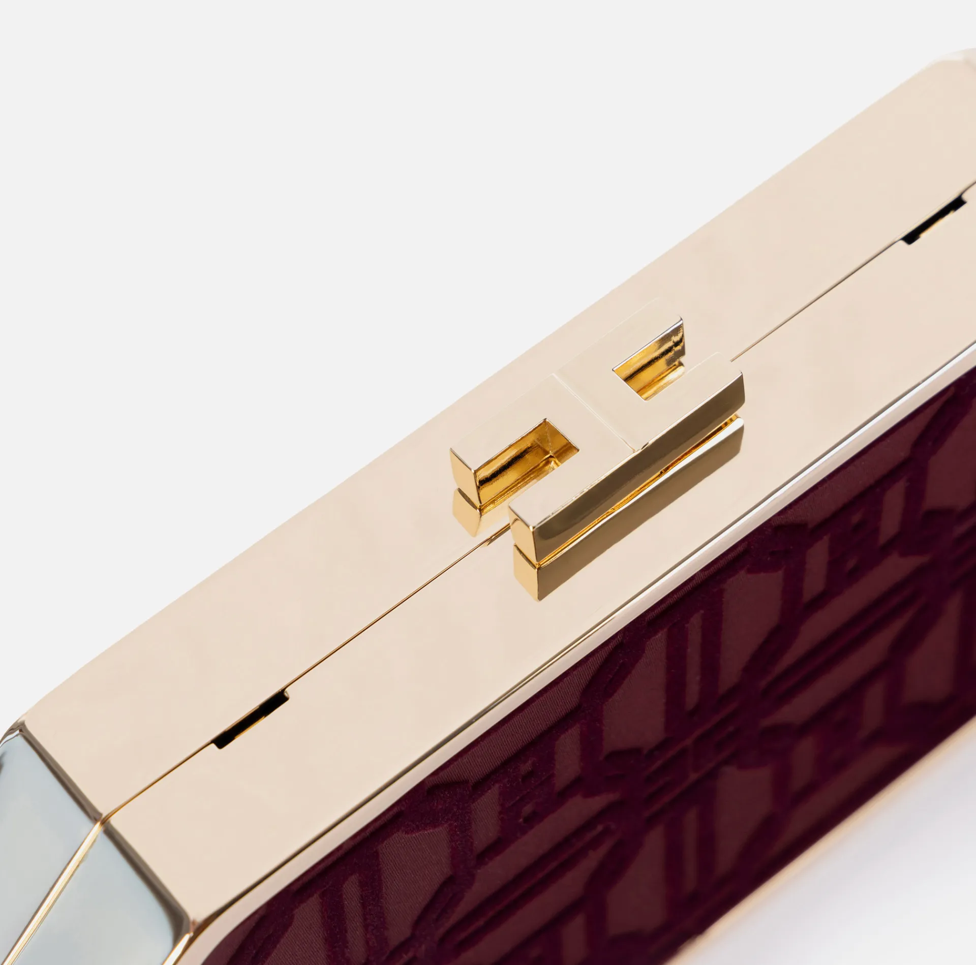 Elisabetta Franchi Clutch|Flock fabric clutch bag RougeNoir