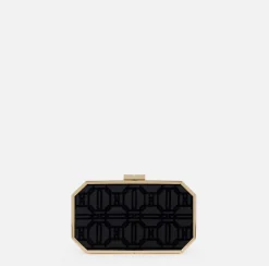 Elisabetta Franchi Clutch|Flock fabric clutch bag Black