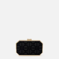 Elisabetta Franchi Clutch|Flock fabric clutch bag Black