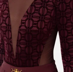 Elisabetta Franchi Top And T-Shirts|Flock Lycra and tulle bodysuit RougeNoir