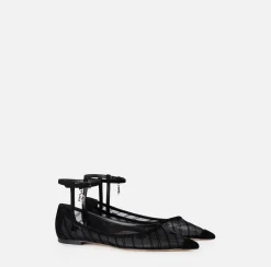 Elisabetta Franchi Sneakers & Flat Shoes|Flocked mesh flats Black