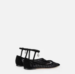 Elisabetta Franchi Sneakers & Flat Shoes|Flocked mesh flats Black