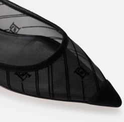 Elisabetta Franchi Sneakers & Flat Shoes|Flocked mesh flats Black