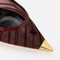 Elisabetta Franchi Pumps|Flocked mesh pump with logo RougeNoir