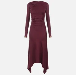 Elisabetta Franchi Midi Dresses|Dresses|Flowing jersey midi dress with draping RougeNoir