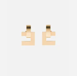 Elisabetta Franchi Jewelry|Geometric Logo Earring Gold