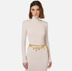 Elisabetta Franchi Belts|Gold metal chain belt with charms
